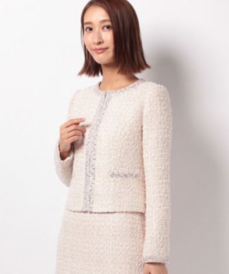 ＜ELISA＞ 【セットアップ対応商品】スパンコールファンシーツィード ピンク 【三越・伊勢丹/公式】