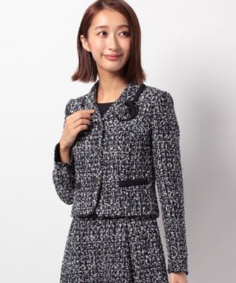 ＜ELISA＞ 【セットアップ対応商品】スパンコールファンシーツィードジャケット ネービーブルー 【三越・伊勢丹/公式】