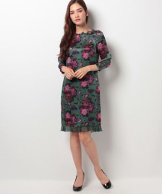 ＜ELISA＞ フラワーシルクサテン ダークグリーン 【三越・伊勢丹/公式】