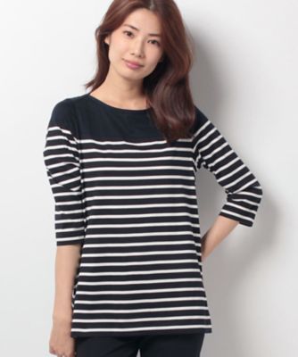 ＜レリアン プラスハウス＞ 大きいサイズ ボーダーカットソー ネービーブルー 【三越・伊勢丹/公式】