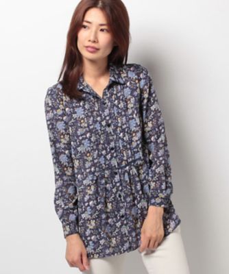 ＜レリアン/Leilian＞ 花柄羽織ブラウス ネービーブルー 【三越・伊勢丹/公式】