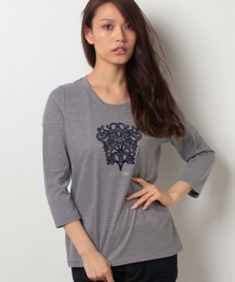 ＜レリアン/Leilian＞ 【BALMAIN】フロッキープリントボーダーカットソー アイボリー 【三越・伊勢丹/公式】