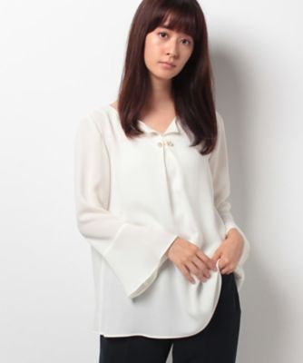 ＜レリアン/Leilian＞ フレアスリーブシフォンブラウス アイボリー 【三越・伊勢丹/公式】