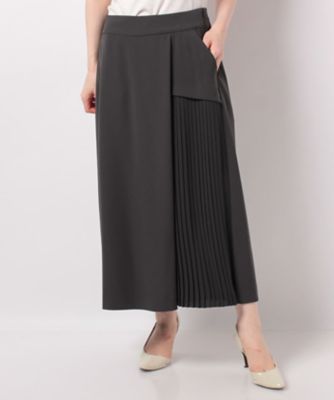 ＜レリアン/Leilian＞ プリーツ切替クロップドワイドパンツ グレー 【三越・伊勢丹/公式】