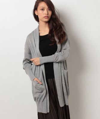 ＜レリアン/Leilian＞ 【BALMAIN】ポケットビジューロングニットカーディガン ライトグレー 【三越・伊勢丹/公式】