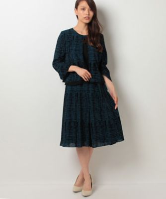 ＜レリアン/Leilian＞ フロッキーチェックセットアップ ミドリ 【三越・伊勢丹/公式】