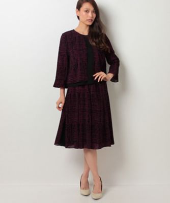 ＜レリアン/Leilian＞ フロッキーチェックセットアップ アカ 【三越・伊勢丹/公式】