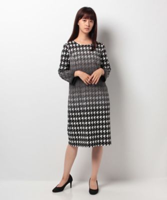 ＜レリアン/Leilian＞ 千鳥格子柄ワンピース クロ 【三越・伊勢丹/公式】