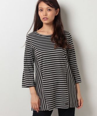 ＜レリアン プラスハウス＞ 大きいサイズ 【BALMAIN】ボーダーフレアカットソー ライトグレー 【三越・伊勢丹/公式】