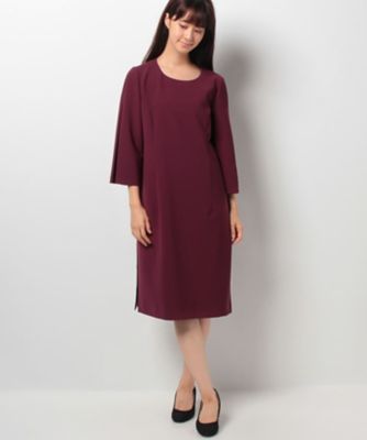 ＜レリアン プラスハウス＞ 大きいサイズ 袖レース切替ワンピース ワイン 【三越・伊勢丹/公式】