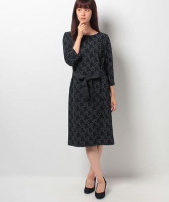 ＜レリアン プラスハウス＞ 大きいサイズ 幾何学調プリントワンピ-ス ネービーブルー 【三越・伊勢丹/公式】