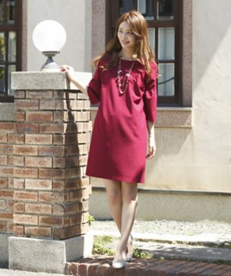 ＜ローズティアラL＞ 大きいサイズ ボリュームスリーブジョーゼットワンピース アカ 【三越・伊勢丹/公式】