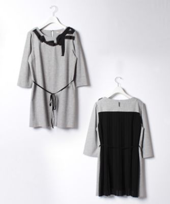 ＜ローズティアラL＞ 大きいサイズ バックプリーツカットソーチュニック グレー 【三越・伊勢丹/公式】