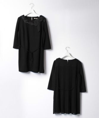 ＜ローズティアラL＞ 大きいサイズ バックプリーツカットソーチュニック クロ 【三越・伊勢丹/公式】