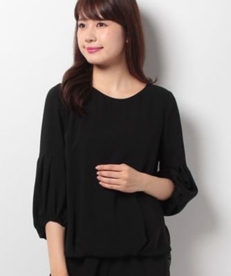 ＜ローズティアラ＞ 【セットアップ対応商品】ボリュームスリーブダブルクロスブラウス クロ 【三越・伊勢丹/公式】