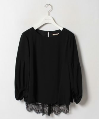 ＜ローズティアラL＞ 大きいサイズ ボリュームスリーブダブルクロスブラウス クロ 【三越・伊勢丹/公式】