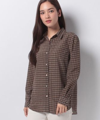 ＜レリアン プラスハウス＞ 大きいサイズ チェック柄シャツブラウス チャイロ 【三越・伊勢丹/公式】