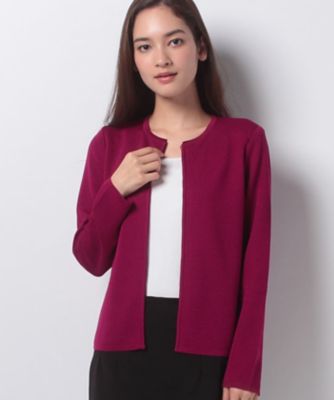 ＜レリアン プラスハウス＞ 大きいサイズ クルーネックカーディガン アカ 【三越・伊勢丹/公式】