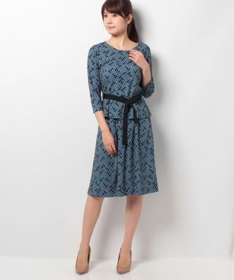 ＜レリアン プラスハウス＞ 大きいサイズ 総柄セットアップ アオ 【三越・伊勢丹/公式】