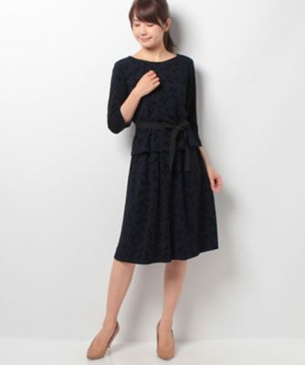 ＜レリアン プラスハウス＞ 大きいサイズ 総柄セットアップ ネービーブルー 【三越・伊勢丹/公式】