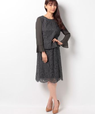 ＜レリアン/Leilian＞ レースセットアップ グレー 【三越・伊勢丹/公式】