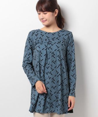 ＜レリアン/Leilian＞ 幾何学柄ブラウス アオ 【三越・伊勢丹/公式】