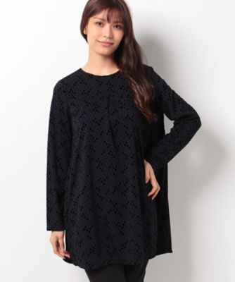 ＜レリアン/Leilian＞ 幾何学柄ブラウス ネービーブルー 【三越・伊勢丹/公式】