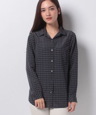 ＜レリアン/Leilian＞ チェックシャツ ネービーブルー 【三越・伊勢丹/公式】