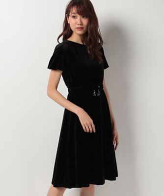 ＜ELISA＞ 【25ans11月号掲載アイテム】ブライトベロアワンピース クロ 【三越・伊勢丹/公式】