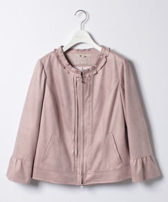 ＜ローズティアラL＞ 大きいサイズ フレアスリーブレザー調ジャケット ピンク 【三越・伊勢丹/公式】