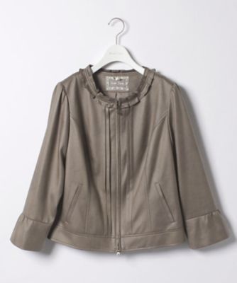 ＜ローズティアラL＞ 大きいサイズ フレアスリーブレザー調ジャケット ミドリ 【三越・伊勢丹/公式】