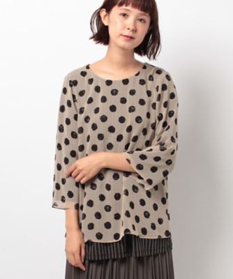 ＜レリアン プラスハウス＞ 大きいサイズ ドット柄ブラウス ベージュ 【三越・伊勢丹/公式】