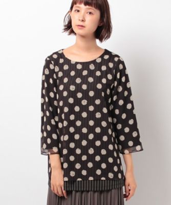 ＜レリアン プラスハウス＞ 大きいサイズ ドット柄ブラウス クロ 【三越・伊勢丹/公式】