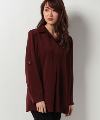 ＜レリアン プラスハウス＞ 大きいサイズ プルオーバーブラウス ワイン 【三越・伊勢丹/公式】