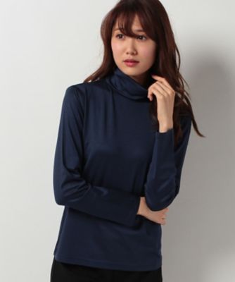 ＜レリアン/Leilian＞ シルクハイネックトップス ネービーブルー 【三越・伊勢丹/公式】
