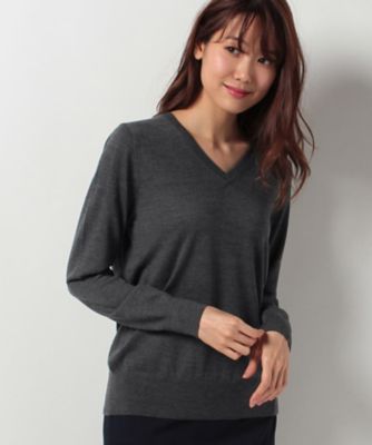 ＜レリアン/Leilian＞ Vネックウールニット グレー 【三越・伊勢丹/公式】