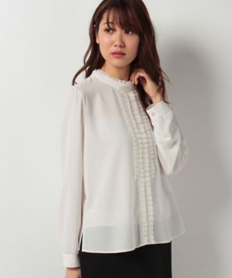 ＜レリアン/Leilian＞ チュールフリルブラウス アイボリー 【三越・伊勢丹/公式】