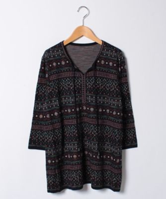 ＜レリアン プラスハウス＞ 大きいサイズ ノルディックニットプルオーバー ネービーブルー 【三越・伊勢丹/公式】