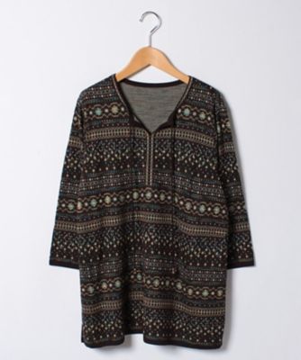 ＜レリアン プラスハウス＞ 大きいサイズ ノルディックニットプルオーバー コゲチャ 【三越・伊勢丹/公式】