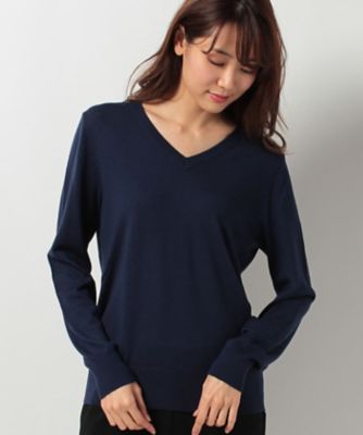 ＜レリアン プラスハウス＞ 大きいサイズ ハイゲージニット ネービーブルー 【三越・伊勢丹/公式】