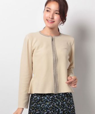 ＜レリアン プラスハウス＞ 大きいサイズ ノーカラージャケット ベージュ 【三越・伊勢丹/公式】