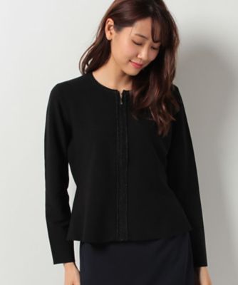 ＜レリアン プラスハウス＞ 大きいサイズ ノーカラージャケット クロ 【三越・伊勢丹/公式】