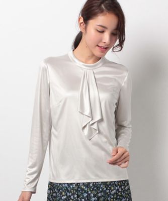 ＜レリアン/Leilian＞ ラッフルタイブラウス ライトグレー 【三越・伊勢丹/公式】