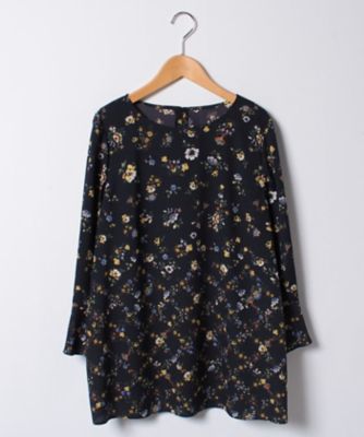 ＜レリアン プラスハウス＞ 大きいサイズ フラワープリントブラウス ネービーブルー 【三越・伊勢丹/公式】