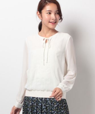 ＜レリアン/Leilian＞ フロントリボンブラウス アイボリー 【三越・伊勢丹/公式】