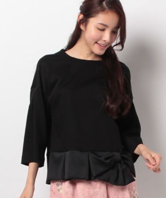 ＜ローズティアラ＞ ペプラム切替ラグランスリーブトップス クロ 【三越・伊勢丹/公式】