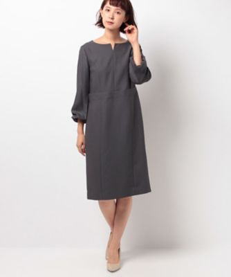 ＜レリアン/Leilian＞ 7分袖ワンピース グレー 【三越・伊勢丹/公式】