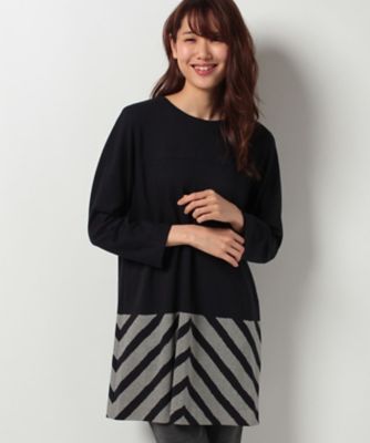 ＜レリアン プラスハウス＞ 大きいサイズ ストライプ切り替えカットソー ネービーブルー 【三越・伊勢丹/公式】