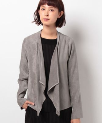 ＜CARA O CRUZ＞ 【セットアップ対応】スエード調ドレープジャケット ライトグレー 【三越・伊勢丹/公式】