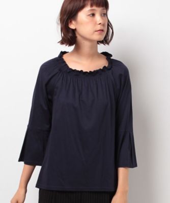 ＜CARA O CRUZ＞ スモッキングカットソー ネービーブルー 【三越・伊勢丹/公式】